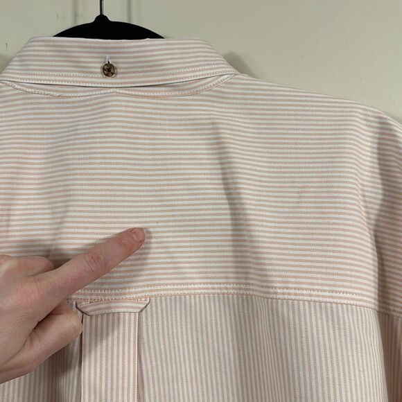 Grand Isle 100% Cotton Orange White Stripe Men Short Sleeve Button Down Shirt 2X - Picture 8 of 12